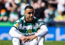 Adam Idah at full time of Celtic's Scottish Cup win over Aberdeen