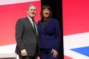 Shadow chancellor Rachel Reeves with party leader Sir Keir Starmer after making her keynote speech during the Labour Party Conference in Liverpool. Picture date: Monday October 9, 2023..
