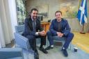 First Minister Humza Yousaf interviewed by Owen Jones in his Scottish Parliament office