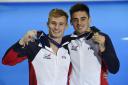 Jack Laugher (left) and Chris Mears with their silver medals following the Men's Synchronised 3m Springboard Final at the 2018 European Championships