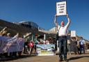 Short-term let landlords protest outside the Scottish Parliament