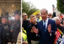 Brussels police have tried to shut down a conference where Nigel Farage was delivering a speech