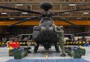 The army's new Apache AH-64E attack helicopter is displayed at Wattisham Flying Station in Suffolk