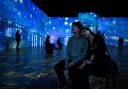 Two people enjoying Beyond Van Gogh: The Immersive Experience