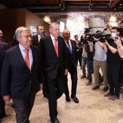Turkish President Recep Erdogan along with UN Secretary-General Antonio Guterres at the signing of the deal which it is hoped will allow grain to flow from Ukrainian ports