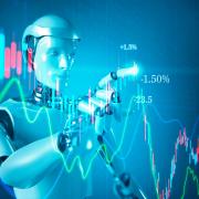 Abstract image of AI robot automatically trading stock on behalf of investor