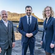 Humza Yousaf with Scottish Greens co-leaders Patrick Harvie and Lorna Slater