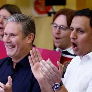 UK Labour leader Keir Starmer (left) and Scottish Labour's Anas Sarwar at a campaign event on Friday