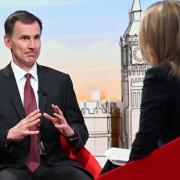 Chancellor Jeremy Hunt pictured during an interview on the BBC