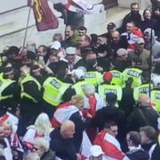 Video shared by the Met Police showing violence against officers at a St George's Day march in London