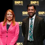 Ash Regan and Humza Yousaf during the SNP leadership debate at the Tivoli Theatre Company in Aberdeen