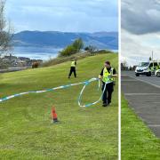 Police seal off Lyle Hill after boys become stuck on hillside.