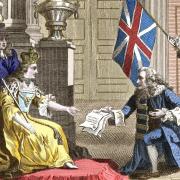 James Douglas, the 2nd Duke of Queensberry and 1st Duke of Dover presenting the Act of Union to Queen Anne in 1707