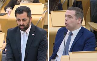 First Minister Humza Yousaf (left) and Scottish Tory leader Douglas Ross clashed at FMQs