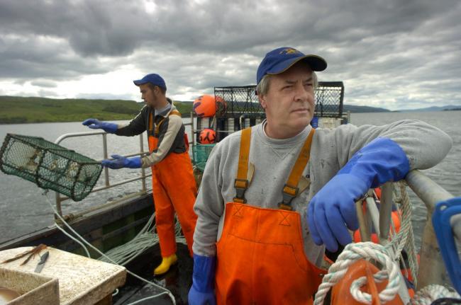 Alistair Sinclair, right and Scott MacFarlane, creel fishermen aboard the Guess Again on Loch Fyne