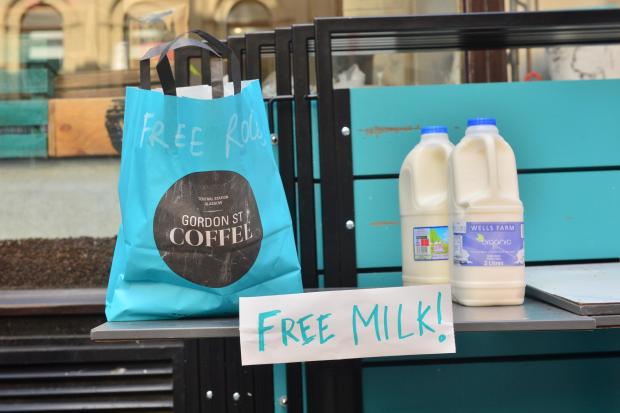 Gordon Street Coffee Shop offered free milk and rolls for those who need it