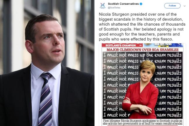 Douglas Ross' party removed a widely shared post about the First Minister