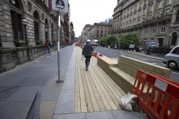 The National: Decking in Glasgow was part of the Spaces for People scheme
