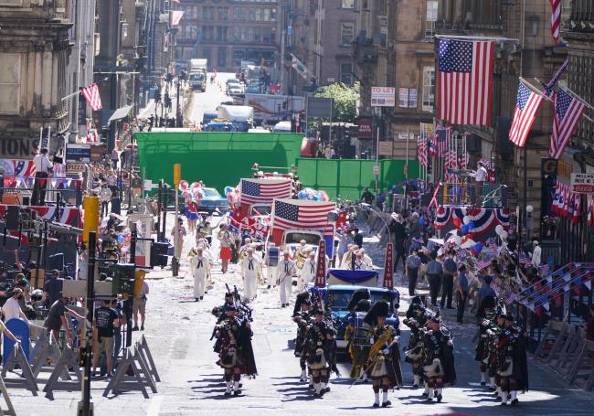 Pipers were playing Scotland the Brave during a scene in what is expected to be the upcoming film Indiana Jones 5