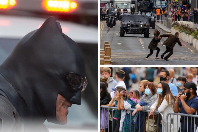 The Batman has been seen on the streets of Glasgow with crowds turning out for the filming of the upcoming Flash movie