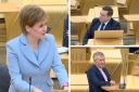 Nicola Sturgeon used the opportunity to take swipes at party leaders Douglas Ross (top right) and Willie Rennie