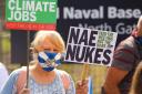 All Under One Banner (AUOB) anti-nuclear weapons rally at the Faslane Royal Navy base, today, Saturday...  Photograph by Colin Mearns.28 August 2021..