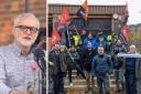 Jeremy Corbyn joined the picket line with striking cleansing workers and other Labour members