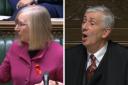 Speaker Lindsay Hoyle (right) was forced to call for order after Tory MPs consistently heckled health minister Maggie Throup
