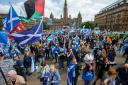 All Under One Banner march for independence, Defend Our NHS march,  Glasgow...Photograph by Colin Mearns.14 May 2022..