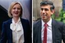 Liz Truss, left,  has a much higher trust rating within the party membership than Rishi Sunak, right