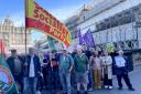 The picket line outside Edinburgh Waverley train station as members of the Rail, Maritime and Transport union (RMT) take part in a fresh strike over jobs, pay and conditions.