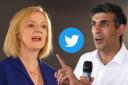The National analysed which topics Liz Truss, left, and Rishi Sunak have tweeted about since making it into the final two of the leadership race