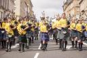 150 pipers marched down West George Street