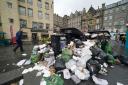 Overflowing bins in the Grassmarket area of Edinburgh where cleansing workers went on strike in summer.