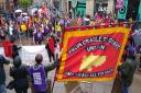 Union members stood on the Buchanan Street steps in Glasgow demanding a fair pay rise