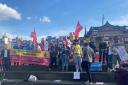 Scores of protestors took part in the action in Edinburgh