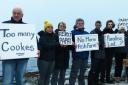 The local island community banded together to protest against the huge fish farm and its impact, which Green MSP Ariane Burgess said is ‘not a price worth paying’. Main photo: No East Moclett Group