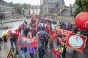 People take part in the Scotland Demands a Pay Rise march and rally organised by the STUC in Edinburgh yesterday