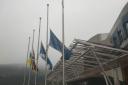 The flags at half mast outside the Scottish Parliament. Photo: Laura Pollock