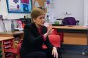 First Minister Nicola Sturgeon spoke to children at St Albert's Primary School in Pollokshields, Glasgow
