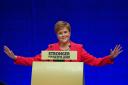 First Minister Nicola Sturgeon delivers her keynote speech during the SNP conference at The Event Complex Aberdeen (TECA) in Aberdeen