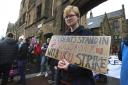 Student Malachy Harris joins University staff and students at Glasgow University earlier this year for a strike by the UCU over pensions