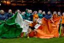 Republic of Ireland players celebrate their World Cup play-off success over Scotland