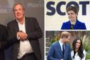 Jeremy Clarkson (left) took aim at Nicola Sturgeon (top right) during an unhinged rant aimed at Prince Harry and Meghan Markle