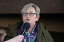Joanna Cherry speaks at a rally outside Holyrood