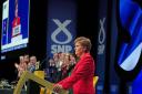 Nicola Sturgeon delivering her key note speech at the SNP's conference in Aberdeen in October