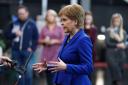 First Minister Nicola Sturgeon spoke to the media during her visit to BBC Studioworks in Glasgow on Monday