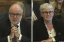 Lord Falconer, left, was reprimanded after interrupting Naomi Cunningham during a discussion on trans reforms
