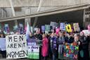 Women’s rights campaigners with For Women Scotland joined with reform group Keep Prisons Safe in a demonstration