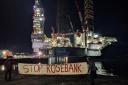 'Stop Rosebank' was projected onto an oil rig in Dundee